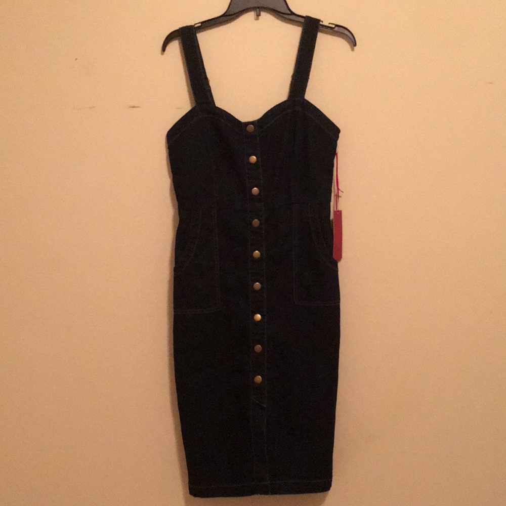NEW Jennifer Lopez denim faux button dress
